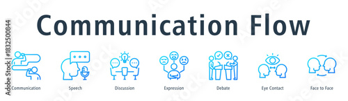 Communication Flow Web Banner Outline Gradient