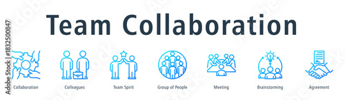 Team Collaboration Web Banner Outline Gradient