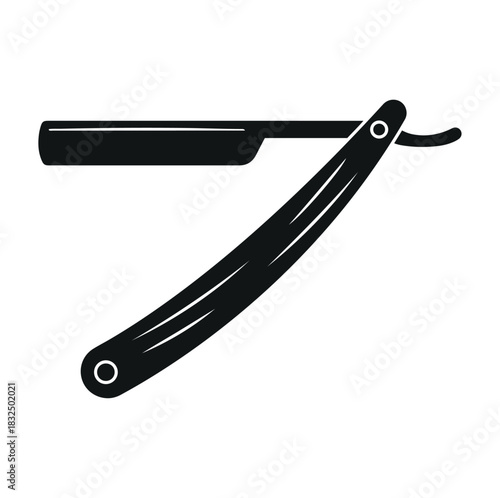 Straight razor barber shop equipment black silhouette icon
