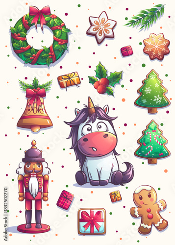 Merry Christmas Sticker Pack with Fun Characters