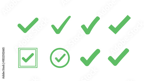 Vector illustration of Set of green check mark icons simple flat vector design for user interface and graphic design isolated on white background