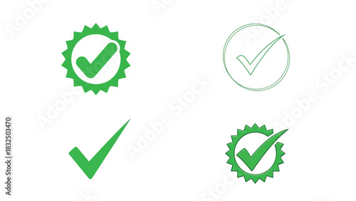 Vector illustration of Set of green check mark icons simple flat vector design element for user interface and graphic design isolated on white backgrou