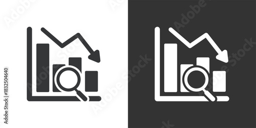 Downtrend Analysis icon. Solid glyph series icon