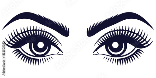 Stylized female eyes silhouette vector illustration