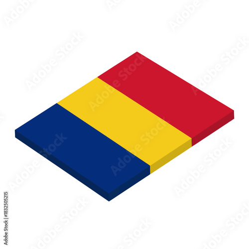 Chad National Flag Isometric 3D Render Vector Illustration