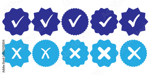 Checkmark cross icon Checkmark icon set. Checkmark right symbol tick sign.