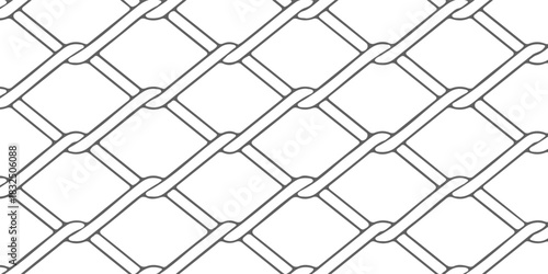 Interwoven Metal Chain-Link Fence Pattern Creates Repeating Diamond Grid for Security and Architecture.vector illustration eps10