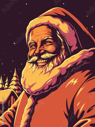 Jolly Santa Claus Portrait in Classic Red Suit - Christmas Holiday Character