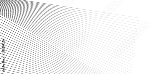 Diagonal striped illustration. Repeated black lines on white background. Surface pattern design with linear ornament. Disco lights motif. Stripes wallpaper. Digital paper for web designing. Vector art