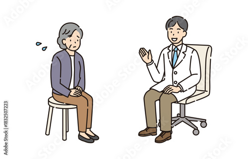 診察を受ける高齢女性