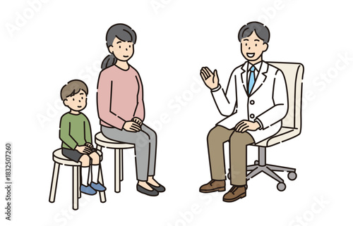 診察を受ける母子