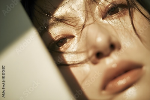 A close-up portrait of an Asian woman’s face in profile