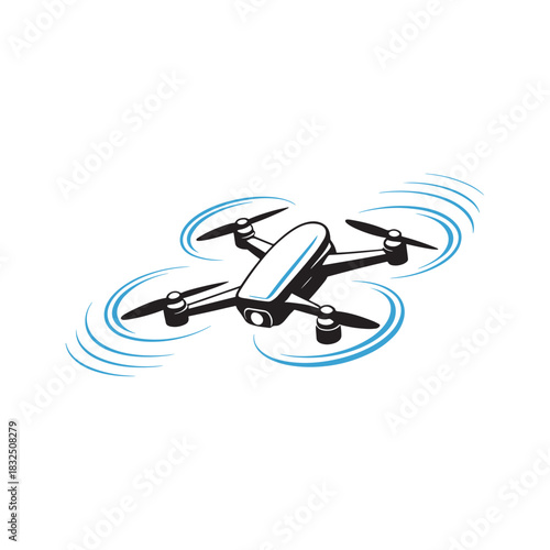 Minimal drone silhouette clean tech emblem