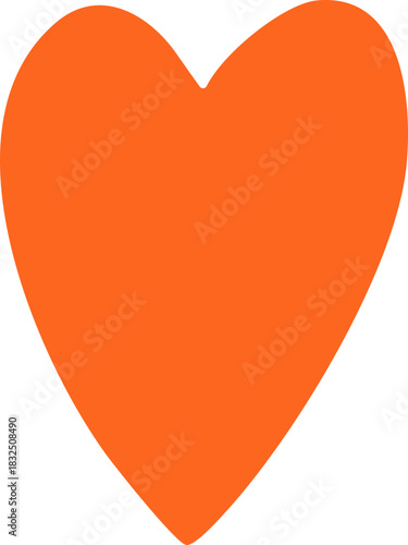 다홍 주황 귀여운 손그림 하트