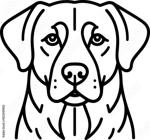 A Simple Line Art Portrait of a Labrador Retriever Dog's Face