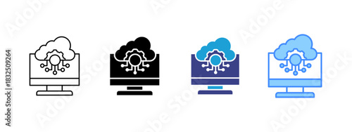 Api icon set multiple style collection