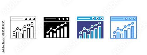 Bounce Rate icon set multiple style collection