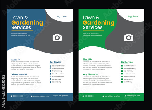 flyer template enhances your garden services' online presence. It is perfect for promoting landscaping, lawn care, and outdoor design services lawn care garden or landscaping services Tree and garden