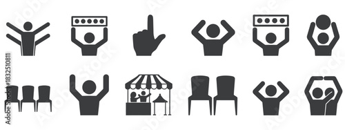 Esports Icons Grid. Gaming, Tournament, and Competition Symbol Set Vector.