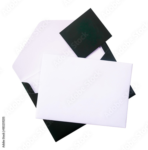 open envelope with blank card isolated on transparent background