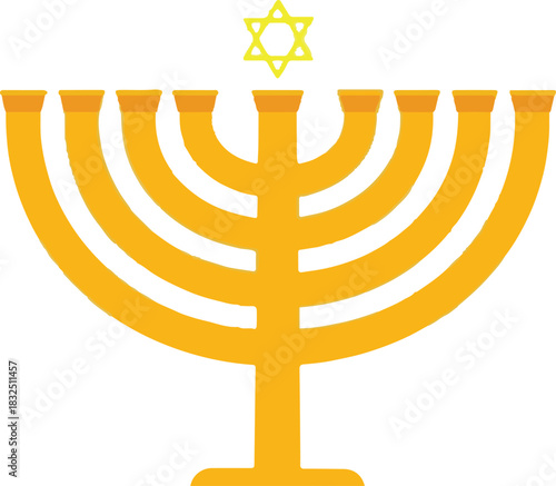 Golden menorah with star of David a Jewish holiday symbol