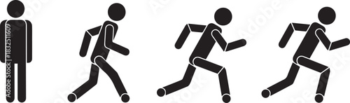 Progression of a Person From Standing to Running Fast Concept