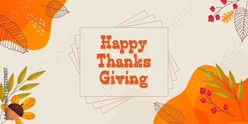 happy thanksgiving background design with ornaments