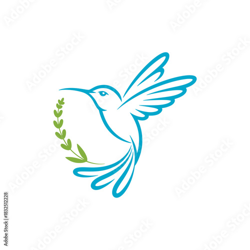 Modern hummingbird colorful nature emblem design