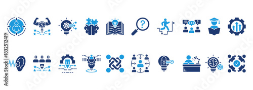 creative learning icon set glyph blue