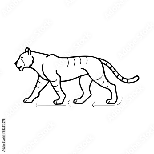 Animated tiger full gait animation cycle.