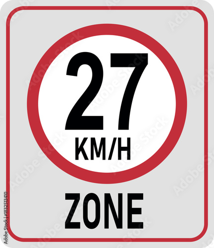 27 km h speed limit zone. Vector illustration