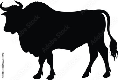 Bull Silhouette Icon | Strong Animal Ranch Graphic Symbol