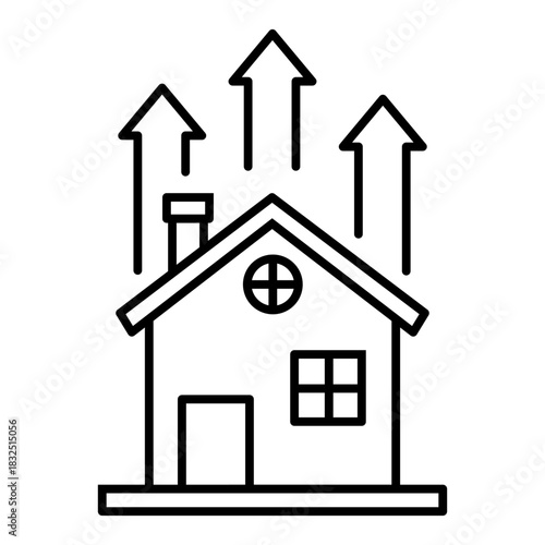 home with arrow up line icon with editable stroke