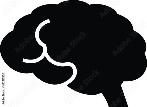 Brain Silhouette Icon | Human Mind Symbol