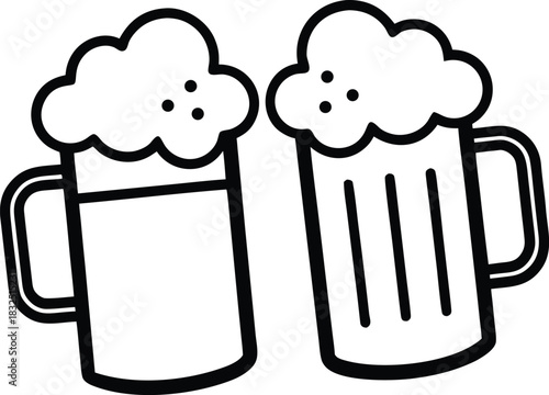 Beer Mug Icon | Cheers Drink Symbol Silhouette Vector Illustration