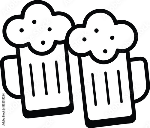 Beer Mug Icon | Cheers Drink Symbol Silhouette Vector Illustration