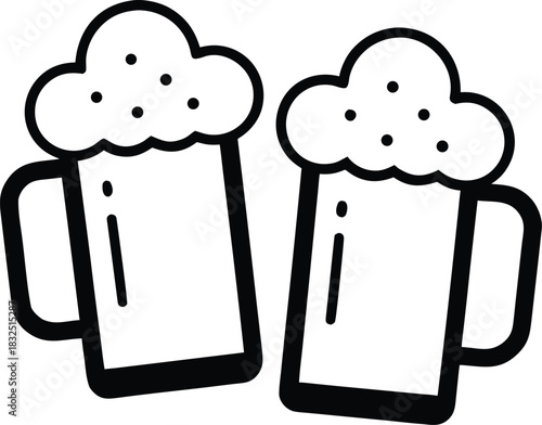 Beer Mug Icon | Cheers Drink Symbol Silhouette Vector Illustration