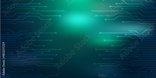Digital technology speed connect blue green background, cyber nano information, abstract communication, innovation future tech data, internet network connection, Ai big data, line dot illustration