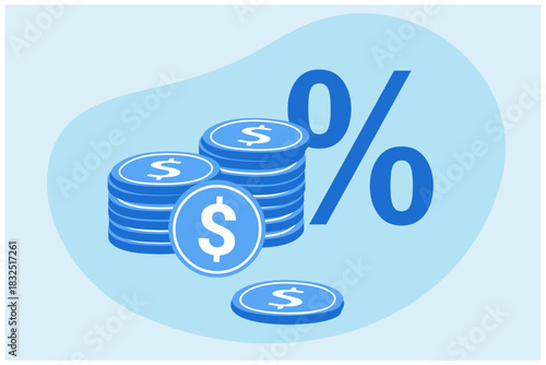 Saving money, growth, financial success, profit, investment return, vector illustration

