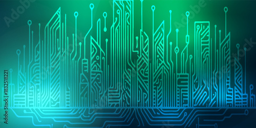 Digital technology speed connect blue green background, cyber nano information, abstract communication, innovation future tech data, internet global network connection, Ai big data, illustration 3d