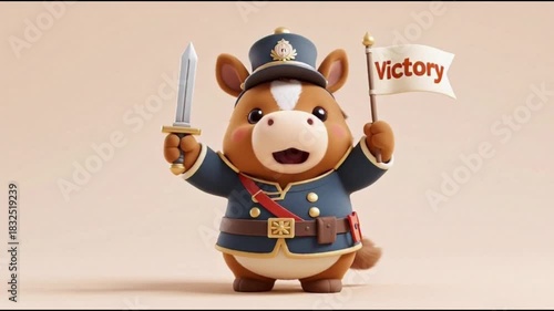 Animated 3D Horse Warrior General in Armor