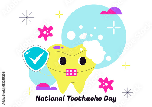 National Toothache Day Vector Illustration On February 9 Promoting Dental Hygiene To Prevent Pain Caused By Germs And Bacteria In Flat Background