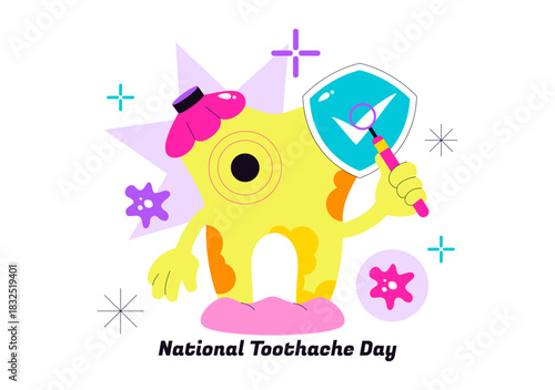 National Toothache Day Vector Illustration On February 9 Promoting Dental Hygiene To Prevent Pain Caused By Germs And Bacteria In Flat Background