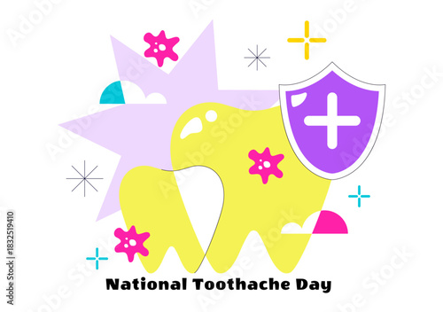 National Toothache Day Vector Illustration On February 9 Promoting Dental Hygiene To Prevent Pain Caused By Germs And Bacteria In Flat Background