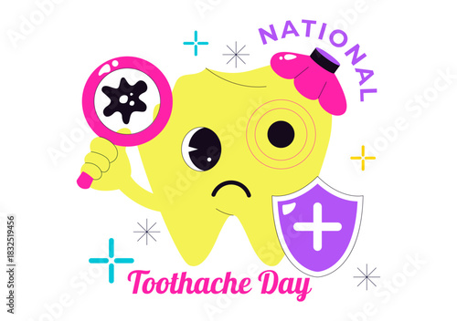 National Toothache Day Vector Illustration On February 9 Promoting Dental Hygiene To Prevent Pain Caused By Germs And Bacteria In Flat Background