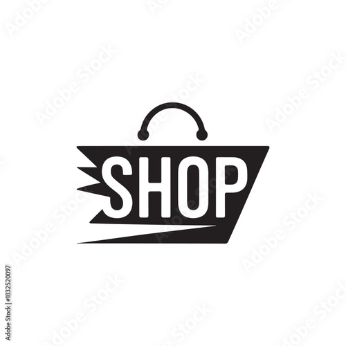Modern shopping bag icon with sparkle