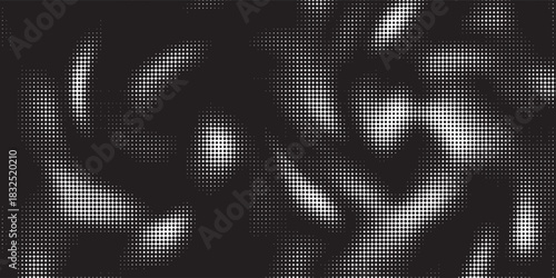Set of halftone dots gradient pattern texture isolated on white background. Straight dotted spots using halftone circle dot raster texture. Vector blot half tone collection.