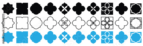 Elegant islamic window shapes  silhouette set,Arabic arch vector shape of a window or door arch.Islamic frame set.Ramadan kareem silhouette icon.Collection of patterns in oriental style
