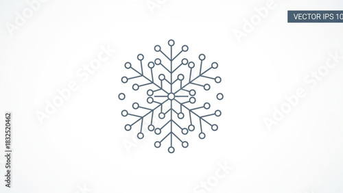 Abstract geometric snowflake icon with interconnected lines and circles representing a digital or technological winter theme