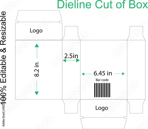 The Dieline cut of Box for packging